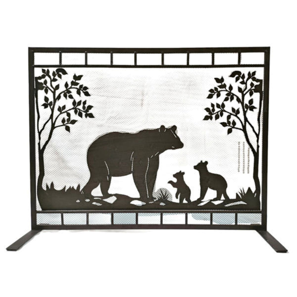 BEAR WITH 2 CUBS METAL FIREPLACE SCREEN WESTERN HOME DECOR HANDMADE #DE22537, SIZE 30" X 9.5" X 30.25"