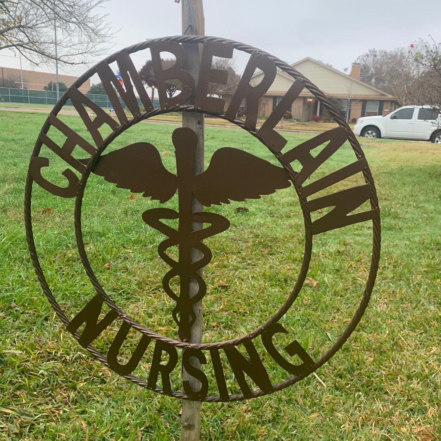 CHAMBERLAIN NURSING STYLE CUSTOM NAME SIGN MEDICAL LOGO HANDMADE