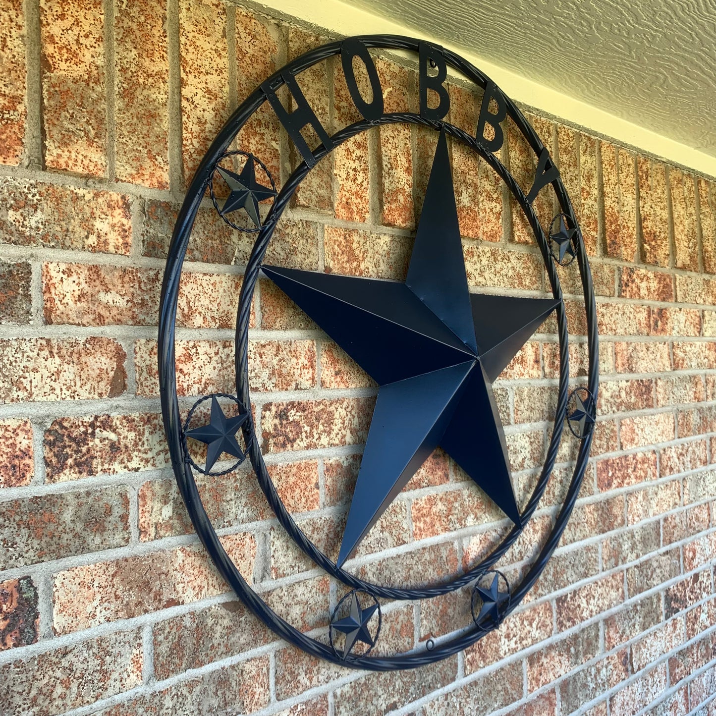 HOBBY STYLE CUSTOM NAME STAR BARN METAL STAR 3d TWISTED ROPE RING WESTERN HOME DECOR RUSTIC NAVY BLUE HANDMADE 24",32",36",50"