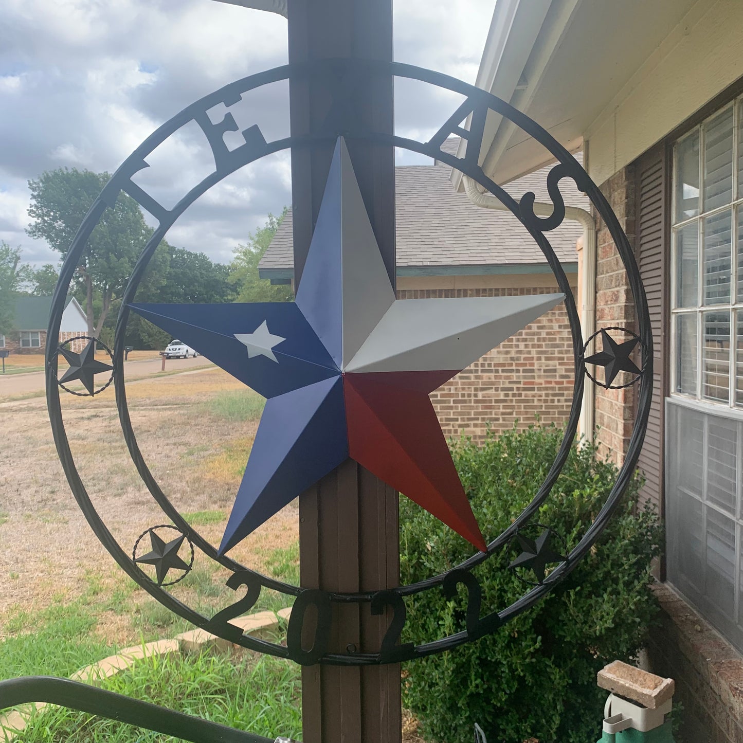 TEXAS 2022 STYLE CUSTOM NAME BARN STAR METAL LONESTAR 3d TWISTED BLACK ROPE RING WESTERN HOME DECOR   HANDMADE 24",32",36"