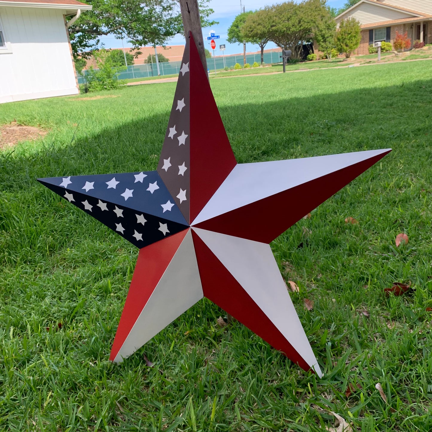 USA FLAG STAR STYLE# 5 RED WHITE & BLUE AMERICANA METAL BARN STAR WALL ART HANDMADE TO ORDER NEW #EH13380