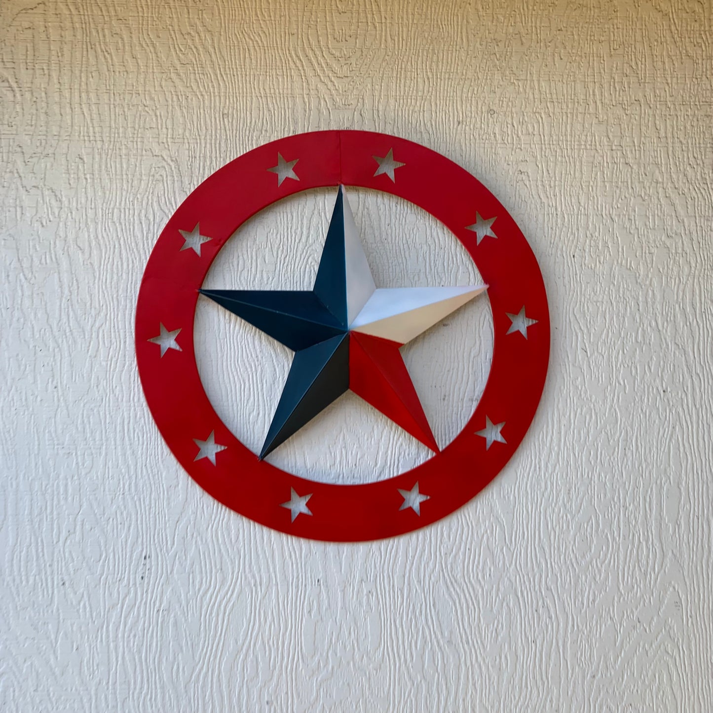 24" WIDE BAND RING BARN STAR METAL LONE STAR 3d WALL ART WESTERN HOME DECOR HANDMADE NEW #EH12758
