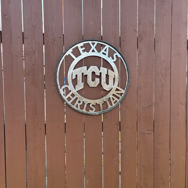 TCU TEXAS CHRISTIAN CUSTOM RAW METAL VINTAGE CRAFT TEAM SIGN UNPAINTED HANDMADE