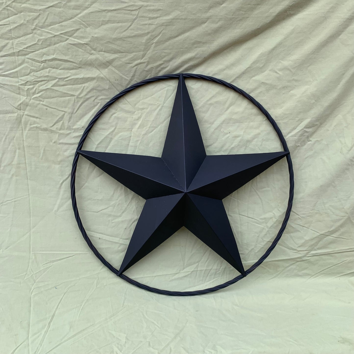 RUSTIC BLACK BARN STAR METAL LONE STAR 3d TWISTED ROPE RING WESTERN HOME DECOR HANDMADE NEW 12",16",24",32",36"-#EH10608