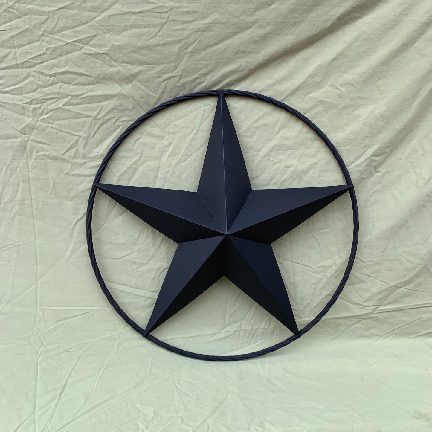 RUSTIC BLACK BARN STAR 3d TWISTED ROPE RING WESTERN HOME DECOR HANDMADE NEW 3" TO 72"-#EH10608