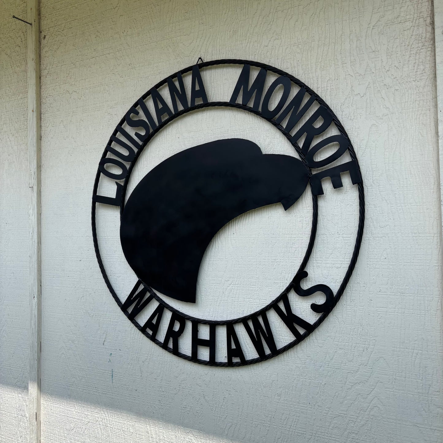 LOUISIANA MONROE WARHAWKS CUSTOM BLACK METAL VINTAGE CRAFT TEAM SIGN HANDMADE 18",24",32"