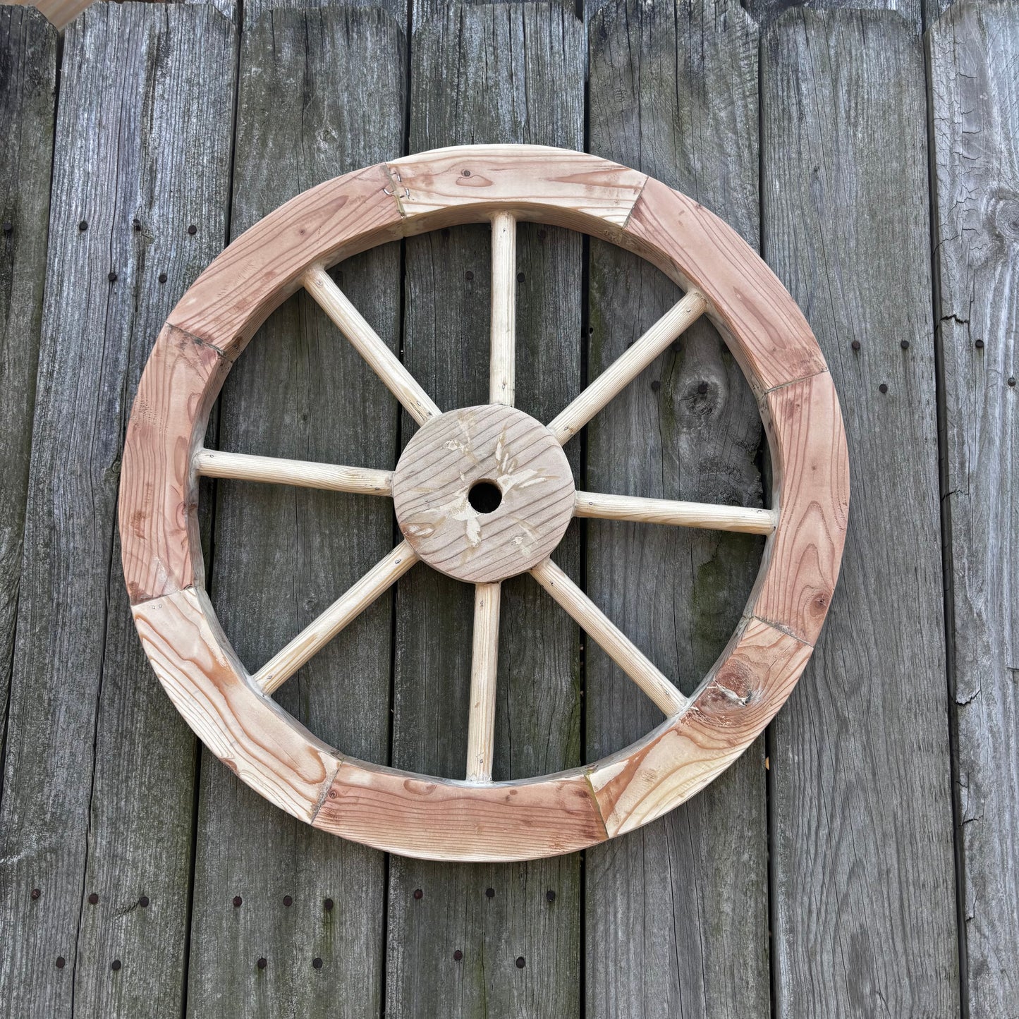 DECORATIVE WAGON WHEEL WOOD WALL ART WESTERN HOME DECOR HANDMADE TEXAS USA