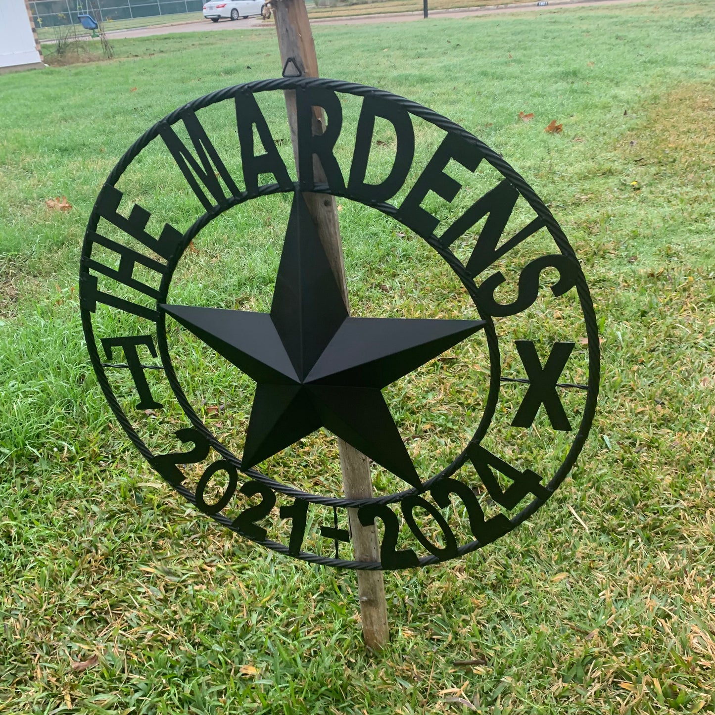 MARDENS STYLE CUSTOM NAME STAR BARN METAL STAR 3d TWISTED ROPE RING WESTERN HOME DECOR RUSTIC BLACK HANDMADE 24",32",36",50"
