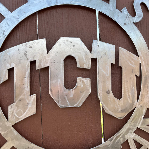 TCU TEXAS CHRISTIAN CUSTOM RAW METAL VINTAGE CRAFT TEAM SIGN UNPAINTED HANDMADE