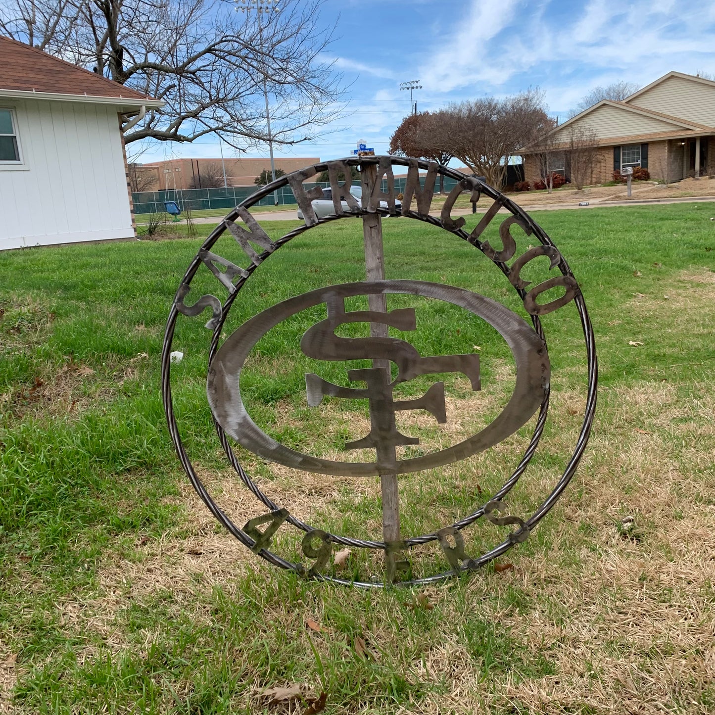 36" SAN FRANCISCO 49ERS CUSTOM RAW METAL VINTAGE CRAFT TEAM SIGN HAND MADE IN USA