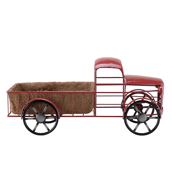32" RED TRUCK PLANTER PICKUP TRUCK METAL ART VINTAGE GARDEN ART WESTERN HOME DECOR HANDMADE NEW #EH13010