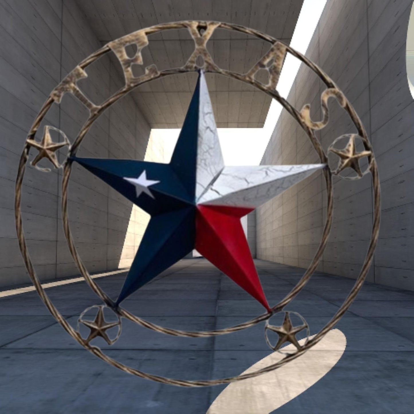 TEXAS CRACKLE STAR TWIST ROPE RING RED WHITE BLUE METAL STAR WESTERN HOME DECOR HANDMADE NEW #EH13051