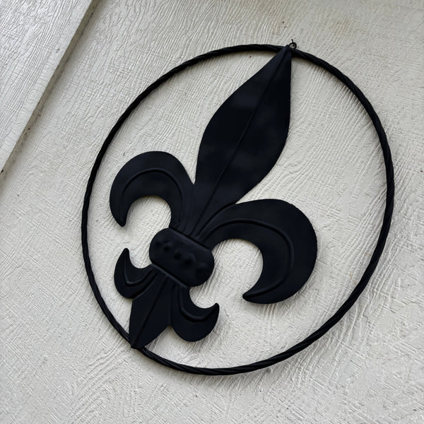 FLEUR DE LIS BLACK FLAT METAL WALL ART SIGN WESTERN HOME DECOR HANDMADE NEW 12",18",24",32"