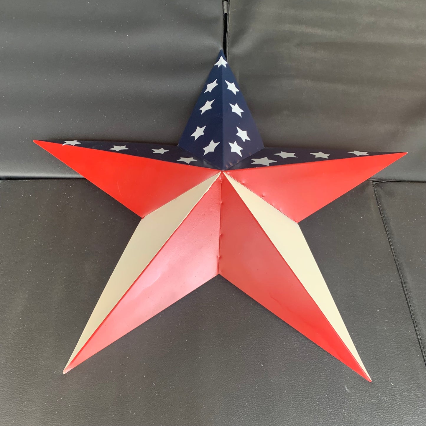 16",24",30",36" USA AMERICAN FLAG STAR RED WHITE & BLUE METAL BARN STAR STYLE# 6 HANDMADE #EH13523