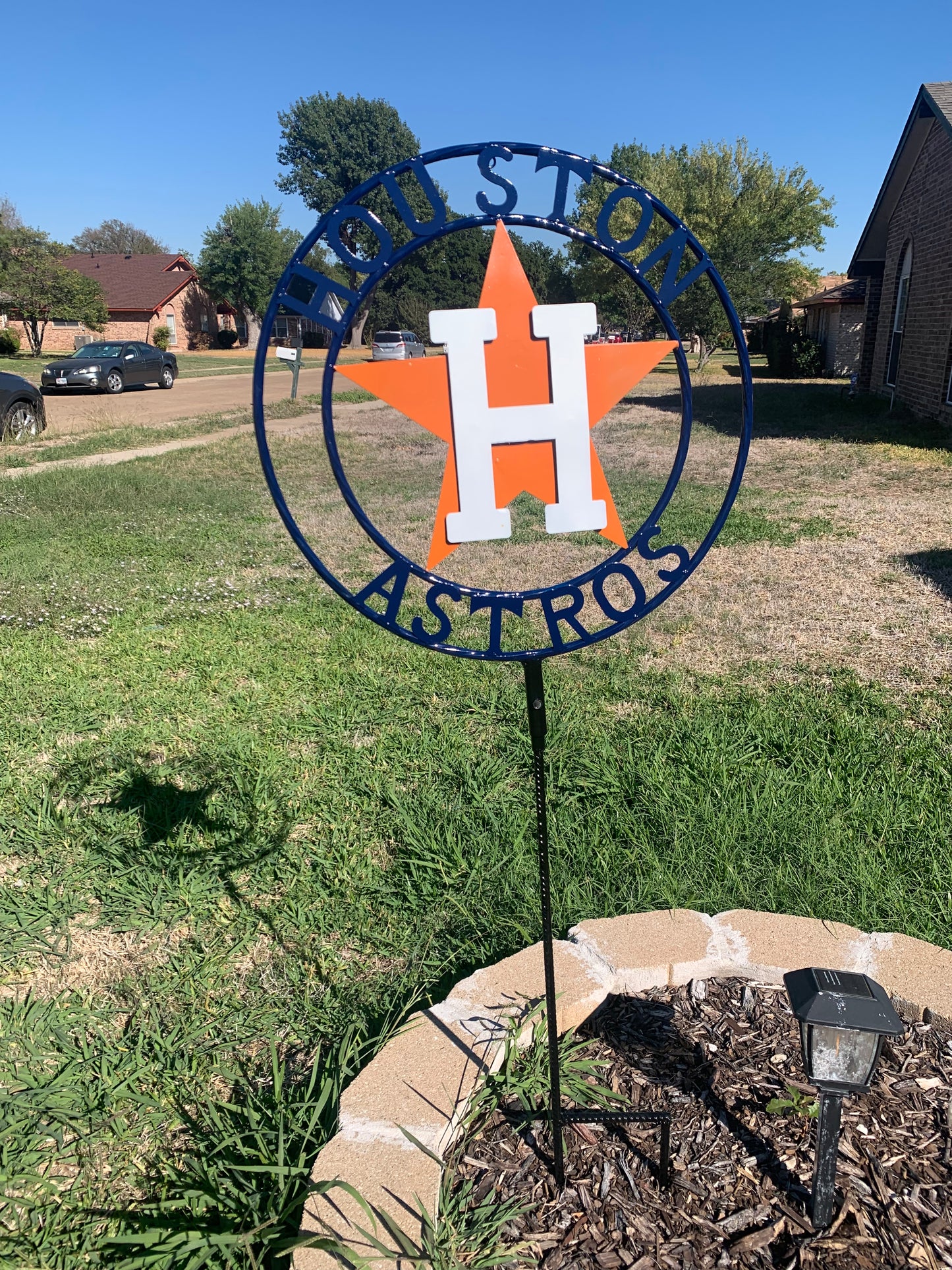 12",18",24",32", 36" HOUSTON ASTROS ON STAKE CUSTOM METAL VINTAGE CRAFT GARDEN SIGN HANDMADE