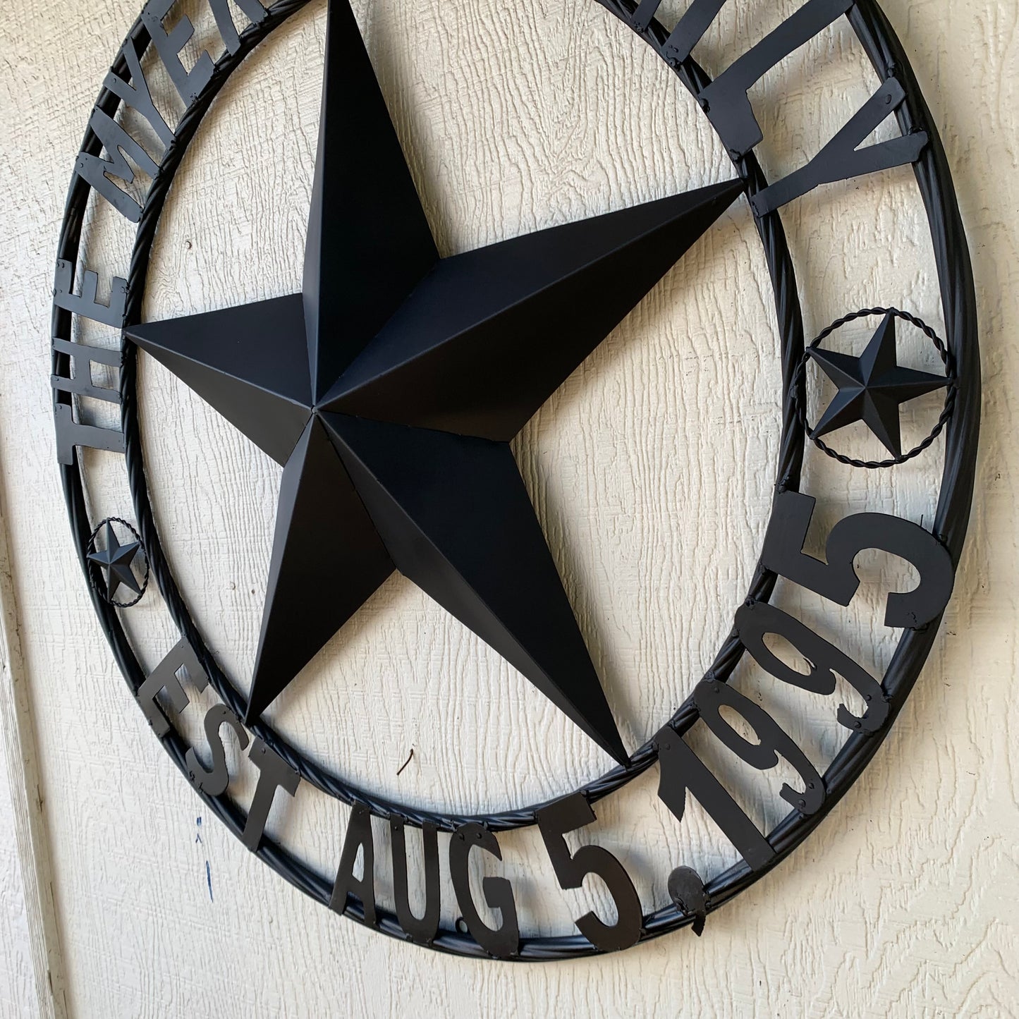MYERS STYLE YOUR CUSTOM NAME STAR BARN STAR METAL LONE STAR WESTERN HOME DECOR RUSTIC BLACK HANDMADE 24",32",36",50"