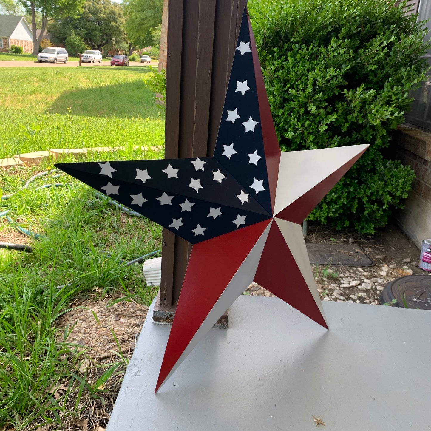 USA FLAG STAR STYLE# 5 RED WHITE & BLUE AMERICANA METAL BARN STAR WALL ART HANDMADE TO ORDER NEW #EH13380
