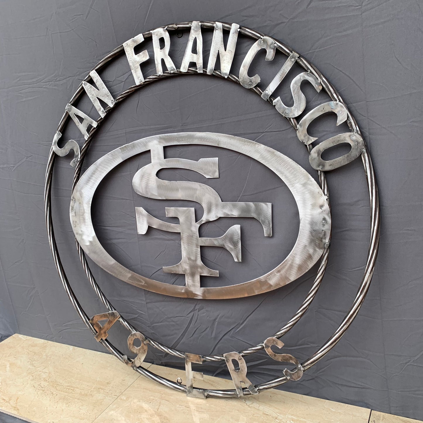 36" SAN FRANCISCO 49ERS CUSTOM RAW METAL VINTAGE CRAFT TEAM SIGN HAND MADE IN USA