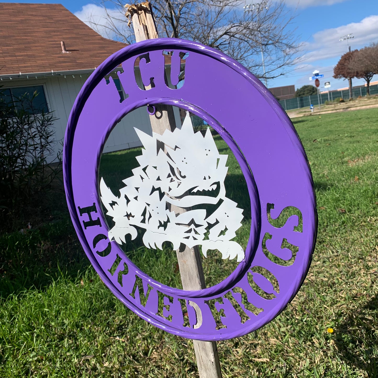 18",24",32" TCU HORNED FROGS CUSTOM METAL VINTAGE CRAFT TEAM SIGN WESTERN HOME DECOR HANDMADE