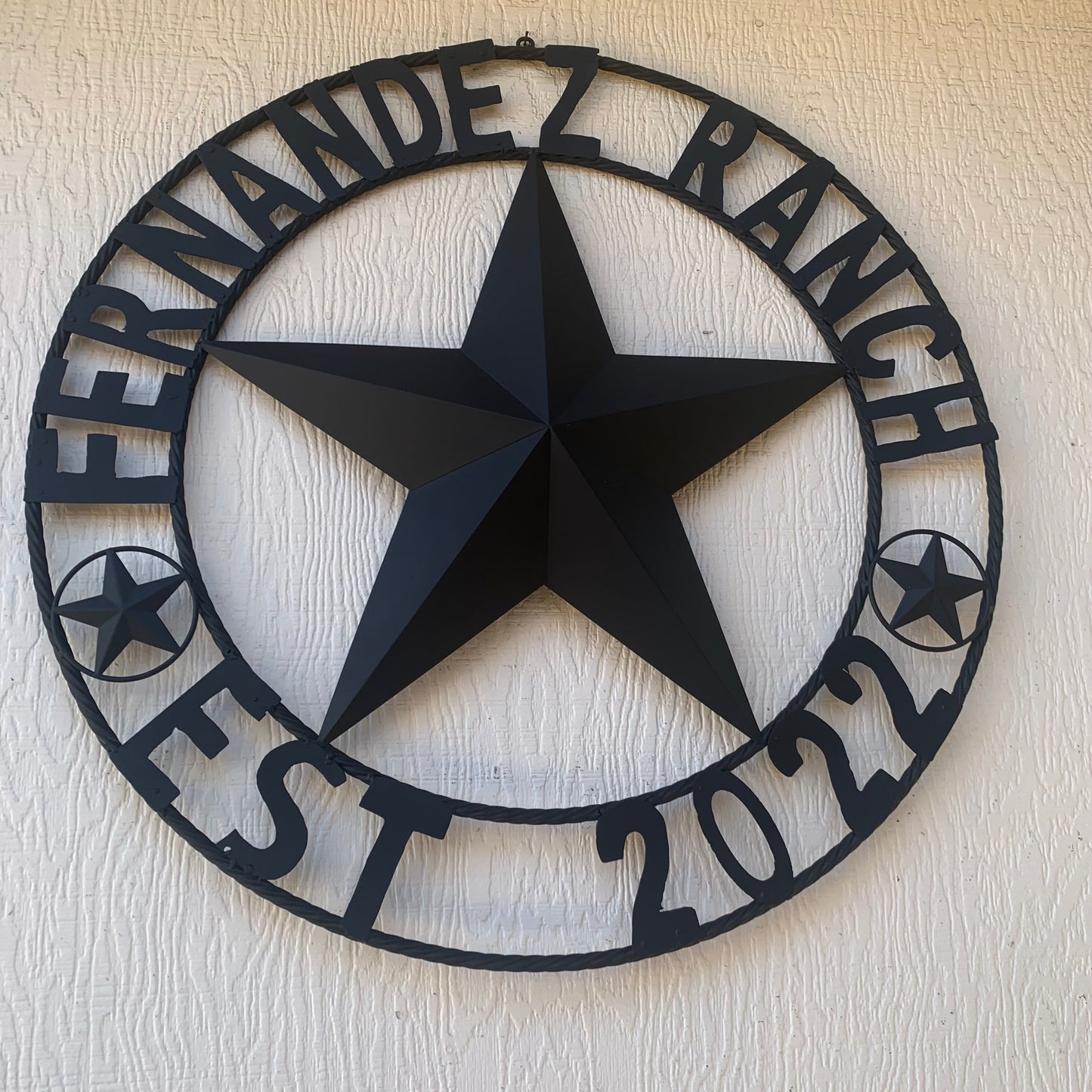 FERNANDEZ RANCH STYLE YOUR CUSTOM NAME STAR BARN STAR METAL LONE STAR WESTERN HOME DECOR RUSTIC BLACK HANDMADE 24",32",36",50"