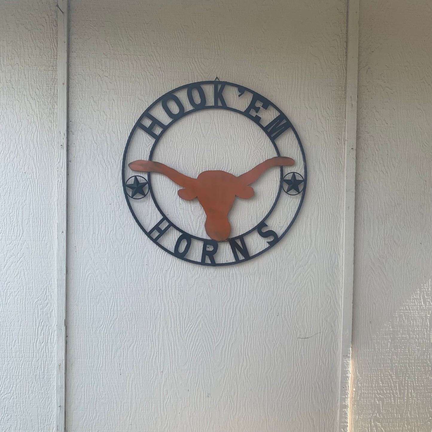 HOOKEM HORNS WITH LONE STAR TEXAS LONGHORNS HOOK EM METAL CUSTOM VINTAGE CRAFT WALL ART TEAM SIGN HANDMADE