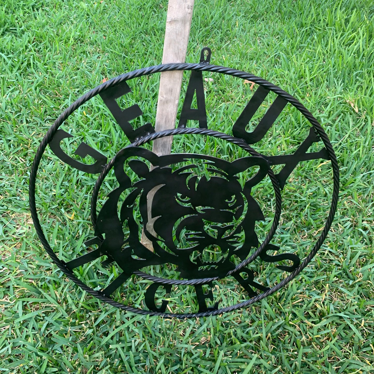 GEAUX TIGERS BLACK CUSTOM METAL VINTAGE CRAFT SIGN TEAM HANDMADE