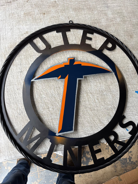 UTEP MINERS CUSTOM METAL VINTAGE CRAFT TEAM SIGN WESTERN HOME DECOR HANDMADE