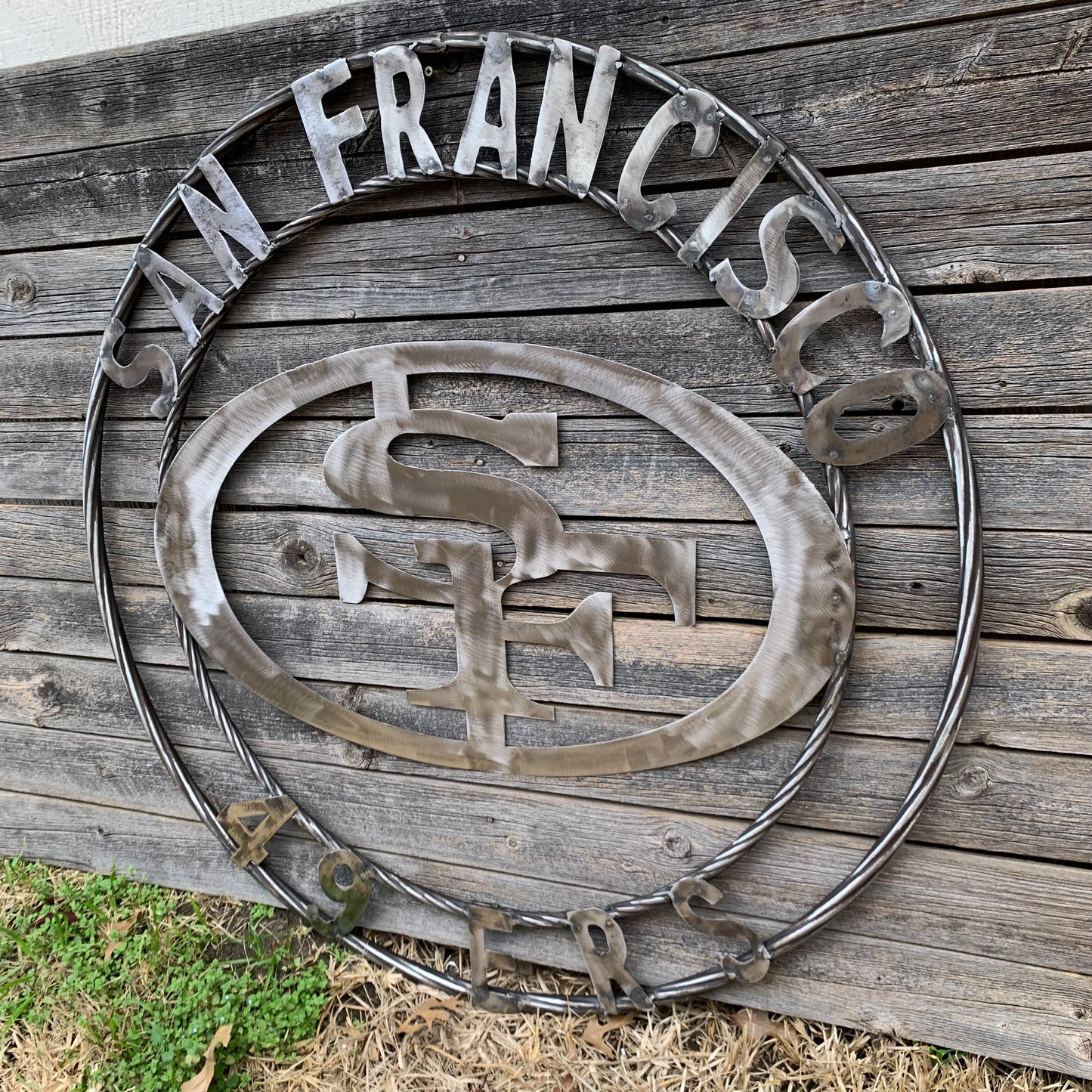 36" SAN FRANCISCO 49ERS CUSTOM RAW METAL VINTAGE CRAFT TEAM SIGN HAND MADE IN USA
