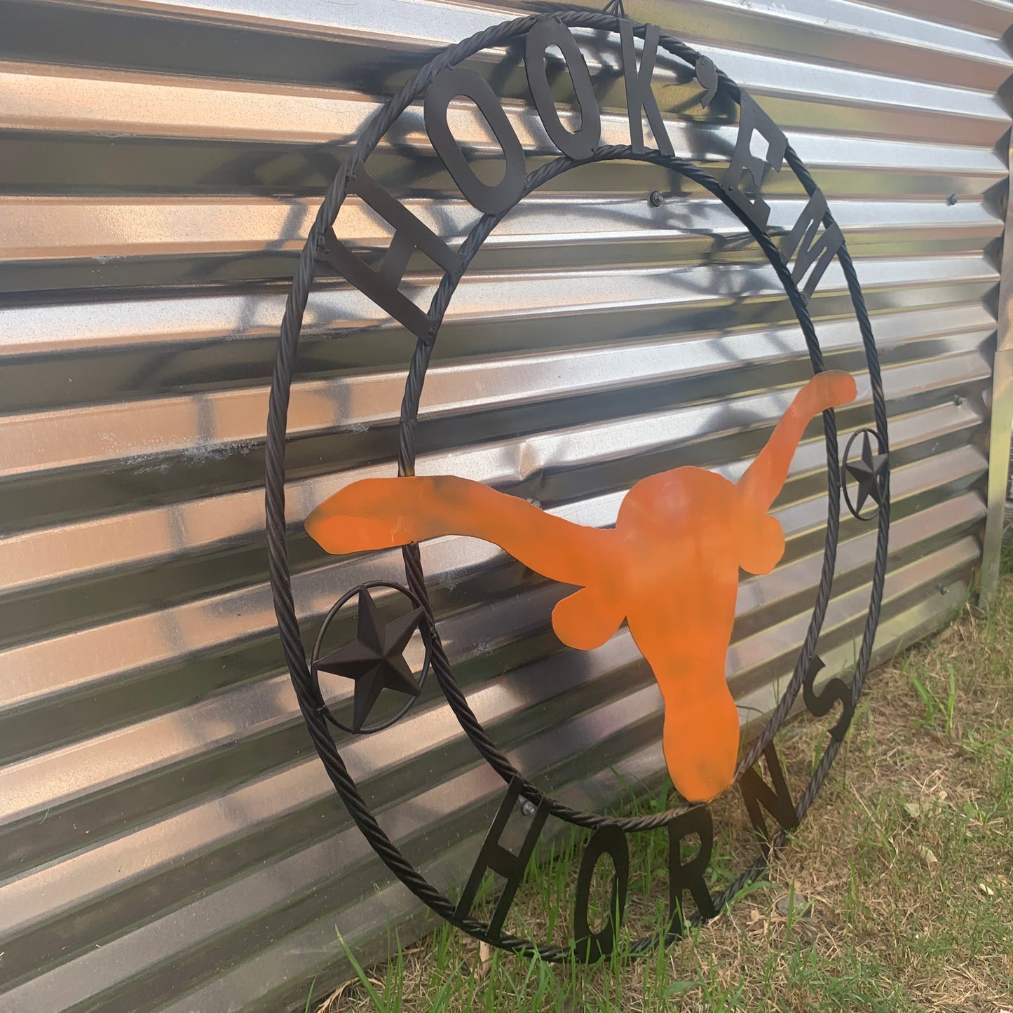 HOOKEM HORNS WITH LONE STAR TEXAS LONGHORNS HOOK EM METAL CUSTOM VINTAGE CRAFT WALL ART TEAM SIGN HANDMADE