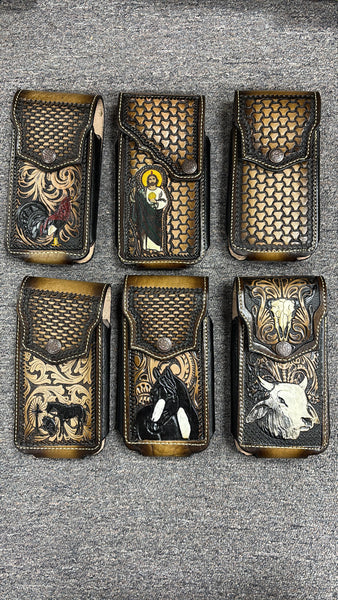 7" LEATHER HOLSTER POUCH EXTRA LARGE  BELT LOOP CELL PHONE CASE UNIVERSAL OVERSIZE MULTI STYLES MADE MEXICO