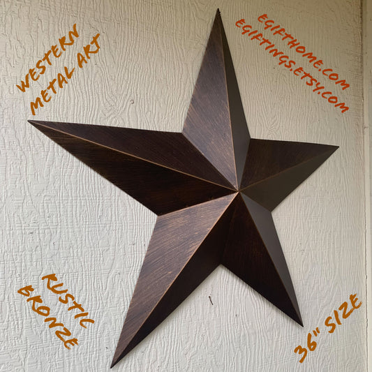 36" BARN STAR RUSTIC BRONZE 5 POINT METAL STAR OF DAVID WESTERN HOME DECOR HANDMADE NEW #EH10047