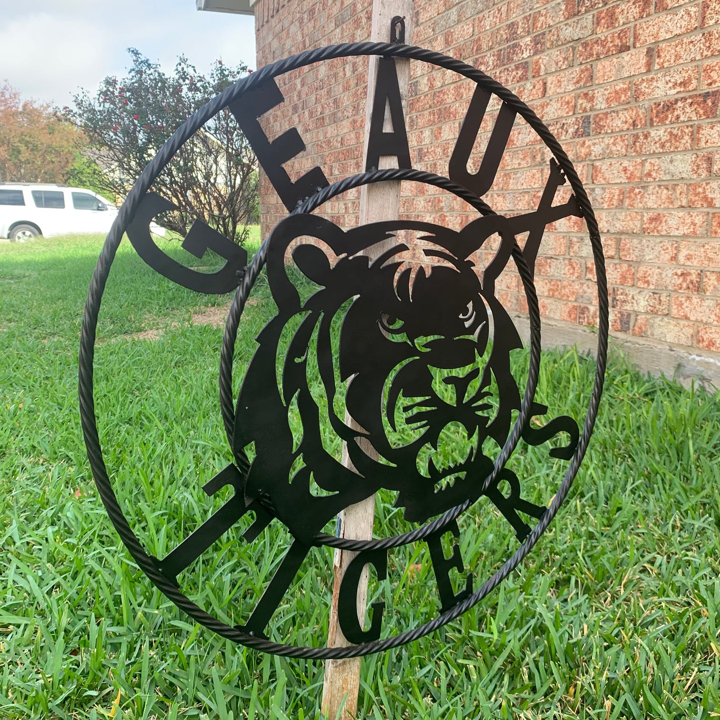 GEAUX TIGERS BLACK CUSTOM METAL VINTAGE CRAFT SIGN TEAM HANDMADE