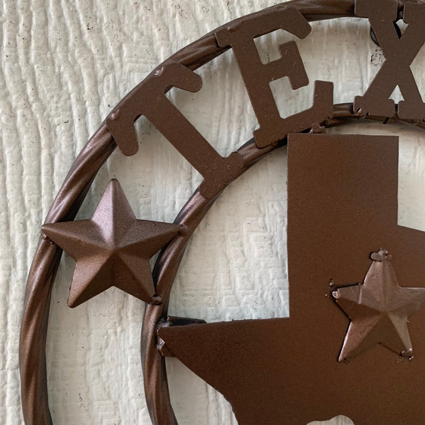 12" STATE OF TEXAS MAP RUSTIC BRONZE TWISTED RING METAL SIGN WESTERN HOME DECOR HANDMADE NEW