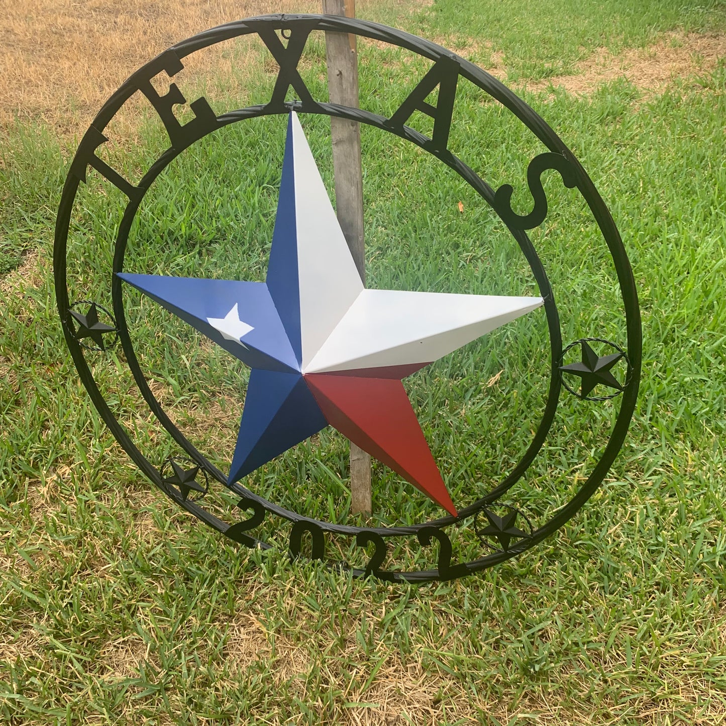 TEXAS 2022 STYLE CUSTOM NAME BARN STAR METAL LONESTAR 3d TWISTED BLACK ROPE RING WESTERN HOME DECOR   HANDMADE 24",32",36"