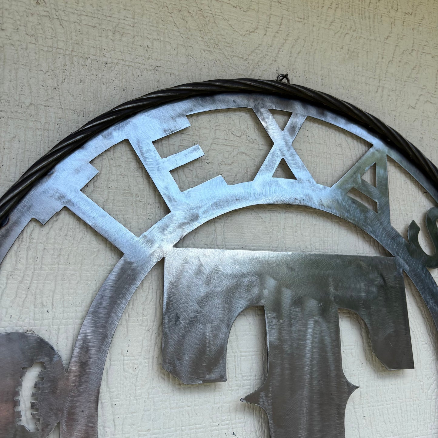 TEXAS RANGERS CUSTOM RAW METAL VINTAGE CRAFT TEAM SIGN TWISTED ROPE RING HANDMADE