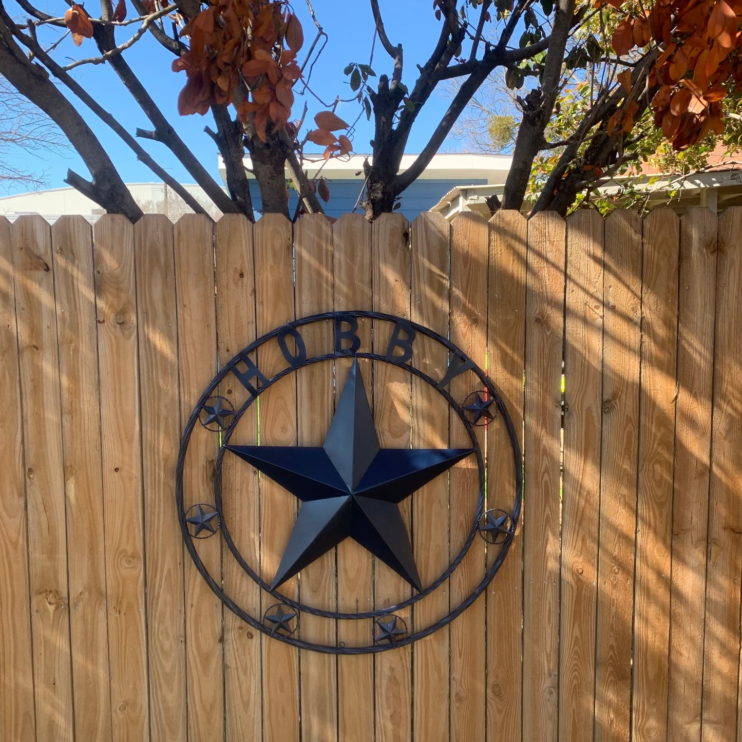 HOBBY STYLE CUSTOM NAME STAR BARN METAL STAR 3d TWISTED ROPE RING WESTERN HOME DECOR RUSTIC NAVY BLUE HANDMADE 24",32",36",50"