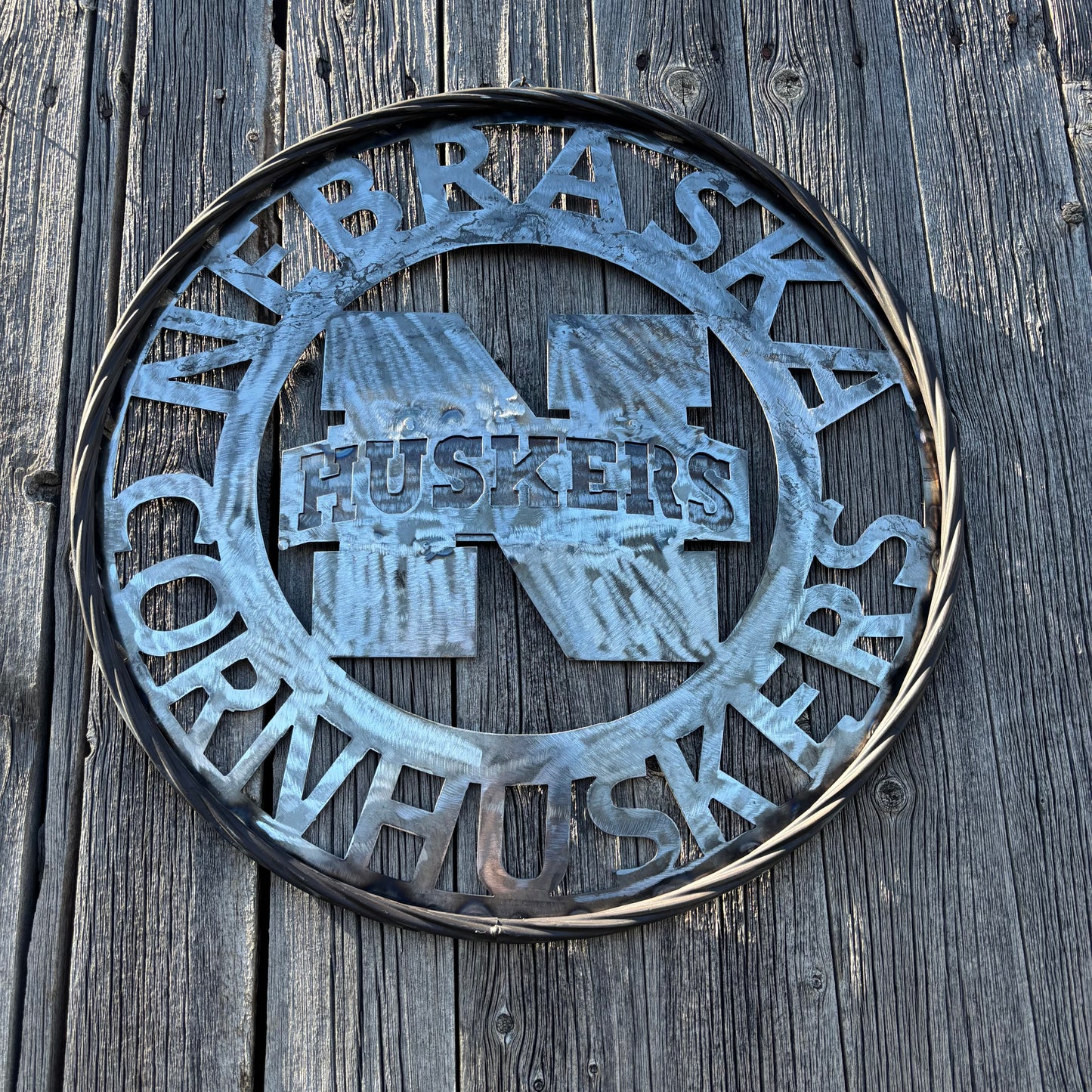 12", 18", 24", 32" NEBRASKA HUSKERS RAW METAL CUSTOM VINTAGE CRAFT TEAM SIGN