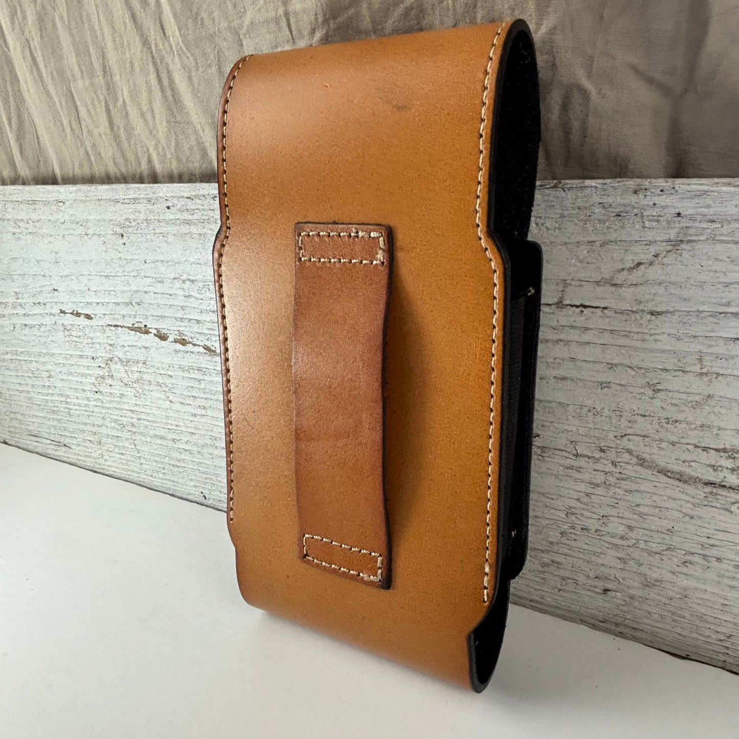 7" HORSE LEATHER HOLSTER TAN POUCH EXTRA LARGE  BELT LOOP CELL PHONE CASE UNIVERSAL OVERSIZE #EH13323