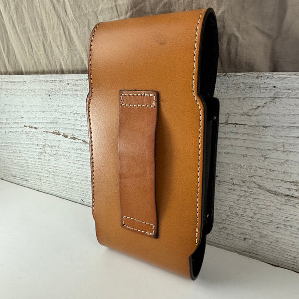 7" HORSE LEATHER HOLSTER TAN POUCH EXTRA LARGE  BELT LOOP CELL PHONE CASE UNIVERSAL OVERSIZE