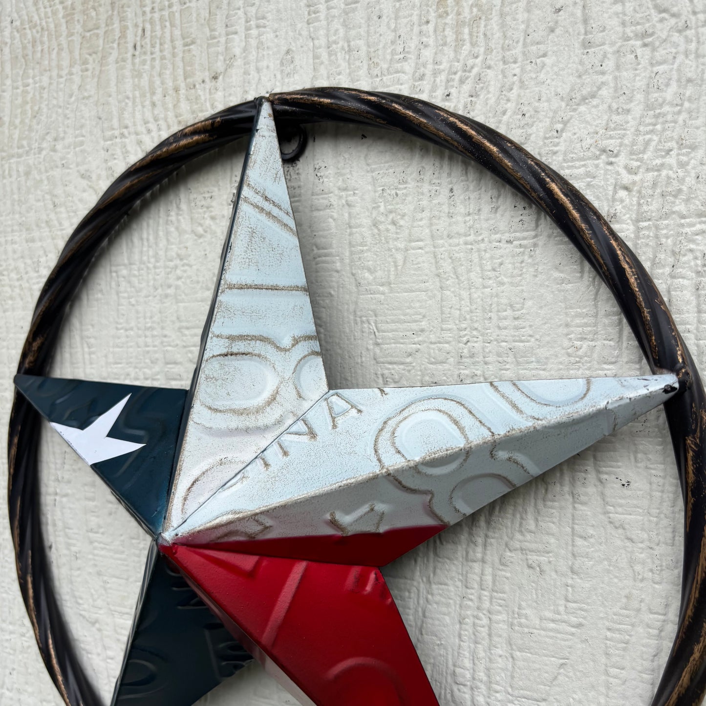 RED WHITE BLUE LICENSE PLATE METAL BARN LONESTAR WESTERN HOME DECOR HANDMADE EH13325
