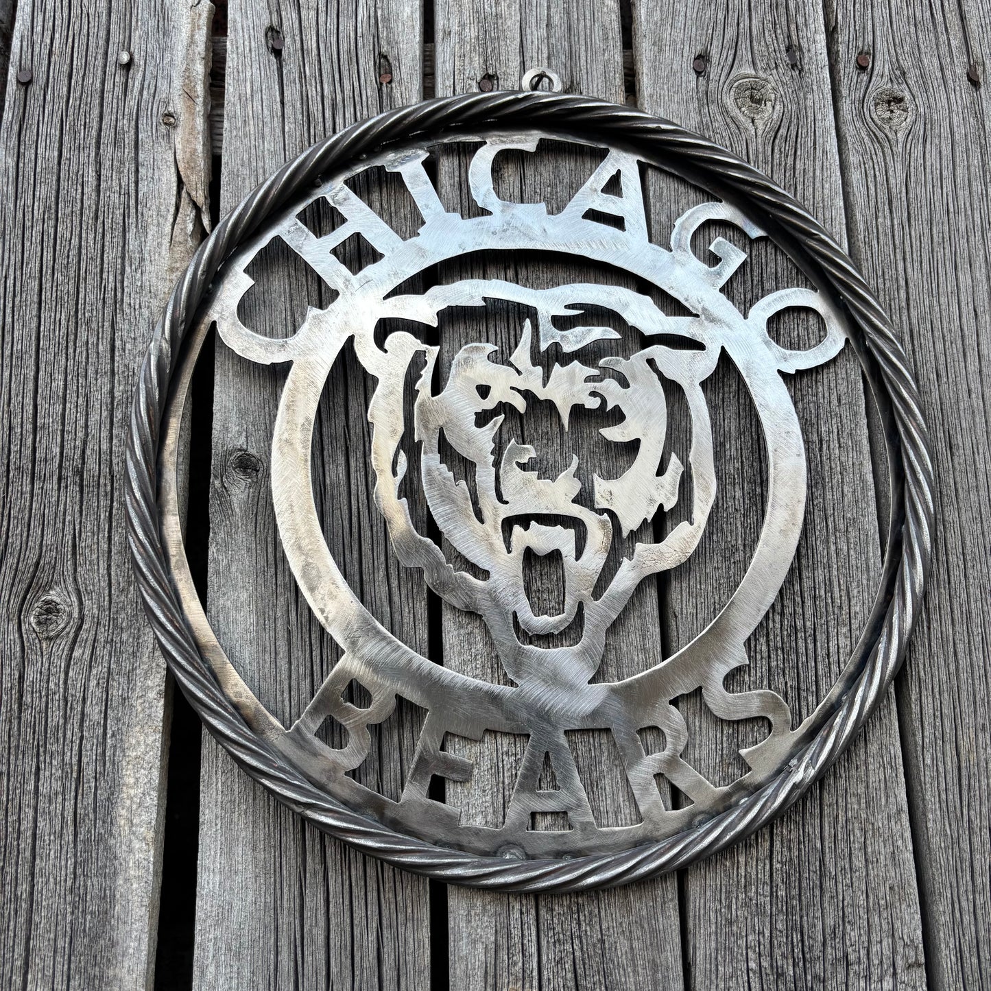 CHICAGO BEARS CUSTOM RAW METAL VINTAGE CRAFT SIGN TEAM HANDMADE STYLE# 3