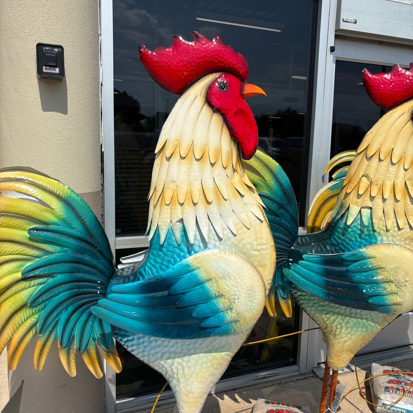 RUSTIC ROOSTER CHICKEN GARDEN ANIMAL SCULPTURE METAL DECOR HANDMADE