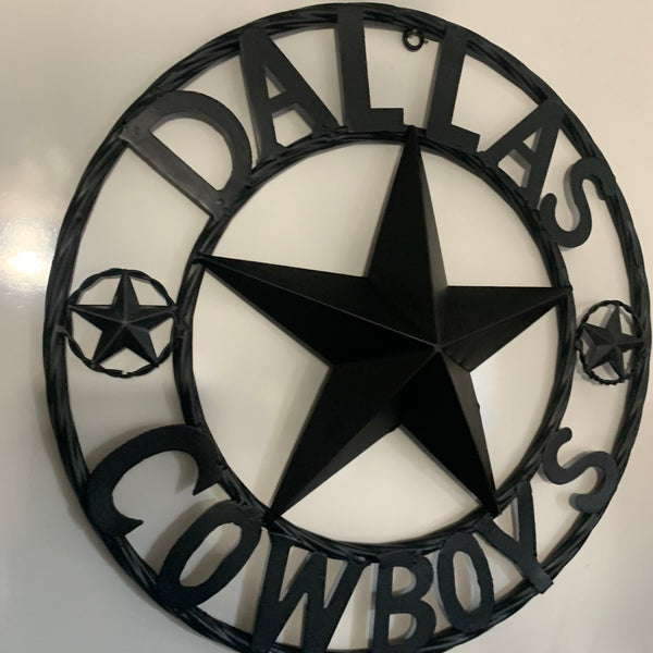 18" DALLAS COWBOYS BLACK STAR CUSTOM METAL VINTAGE LONE STAR WESTERN HOME DECOR HANDMADE