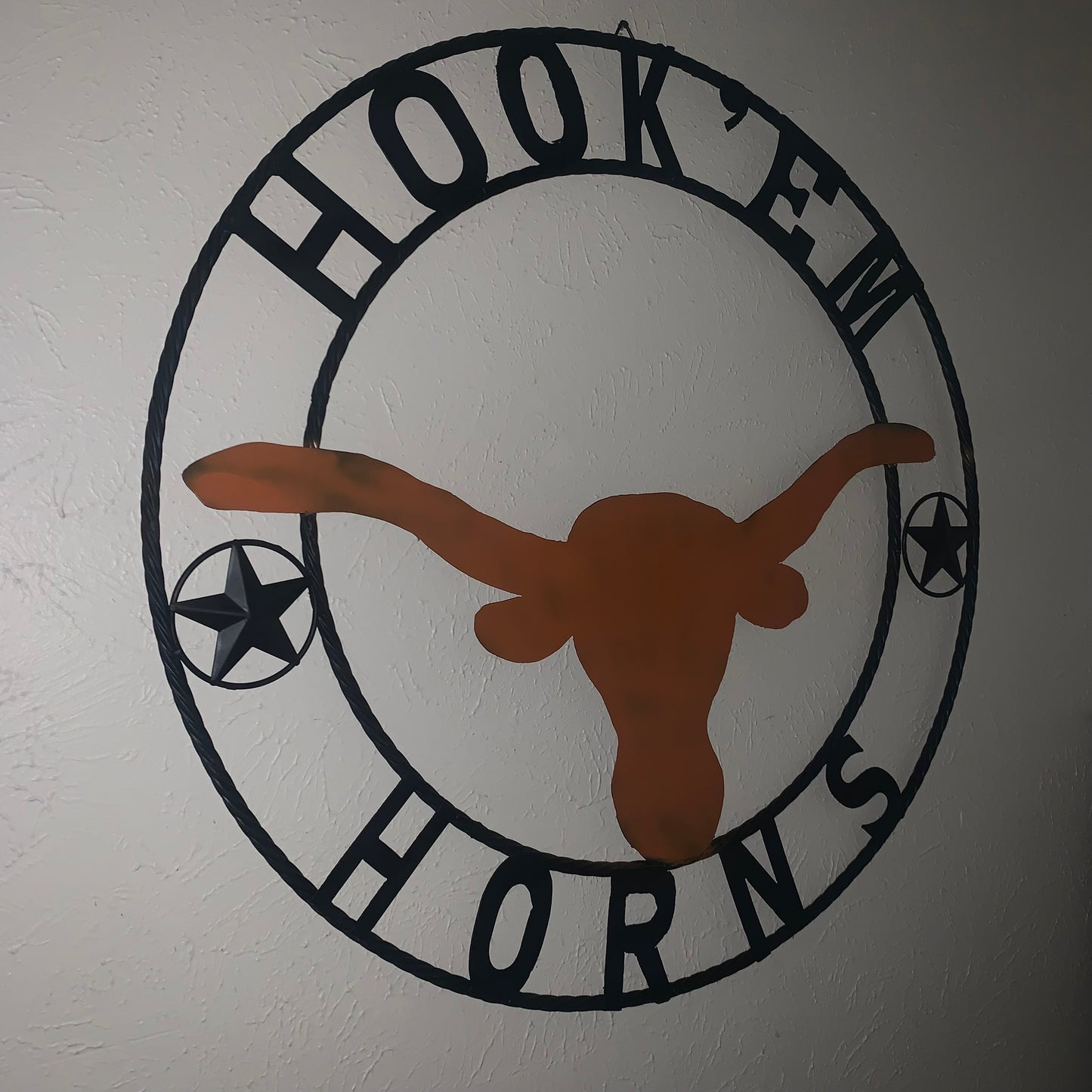 HOOKEM HORNS WITH LONE STAR TEXAS LONGHORNS HOOK EM METAL CUSTOM VINTAGE CRAFT WALL ART TEAM SIGN HANDMADE
