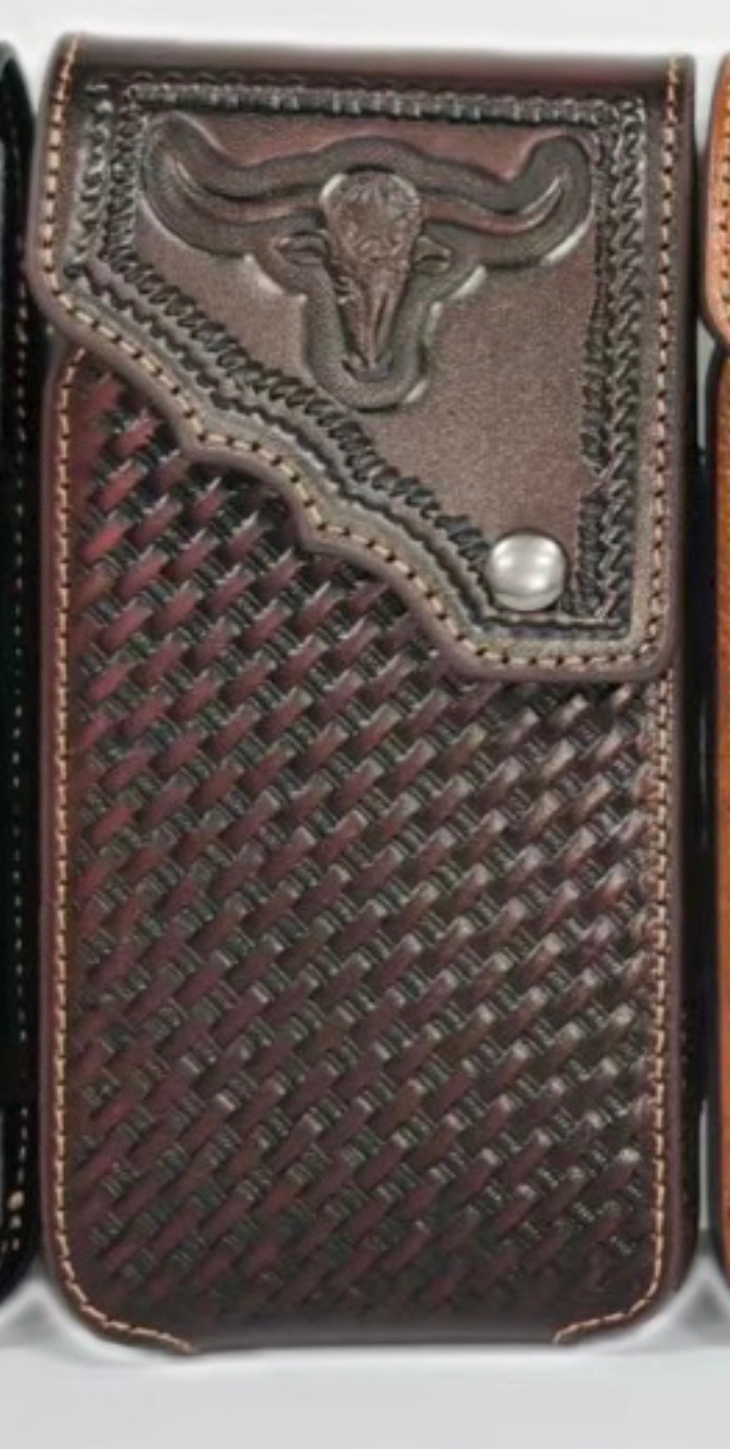 7" LONGHORNS PHONE HOLSTER LEATHER LARGE BELT LOOP CASE UNIVERSAL HANDMADE