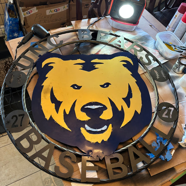UNC BEARS CUSTOM METAL VINTAGE CRAFT SIGN TEAM BLUE GOLD HANDMADE TO ORDER