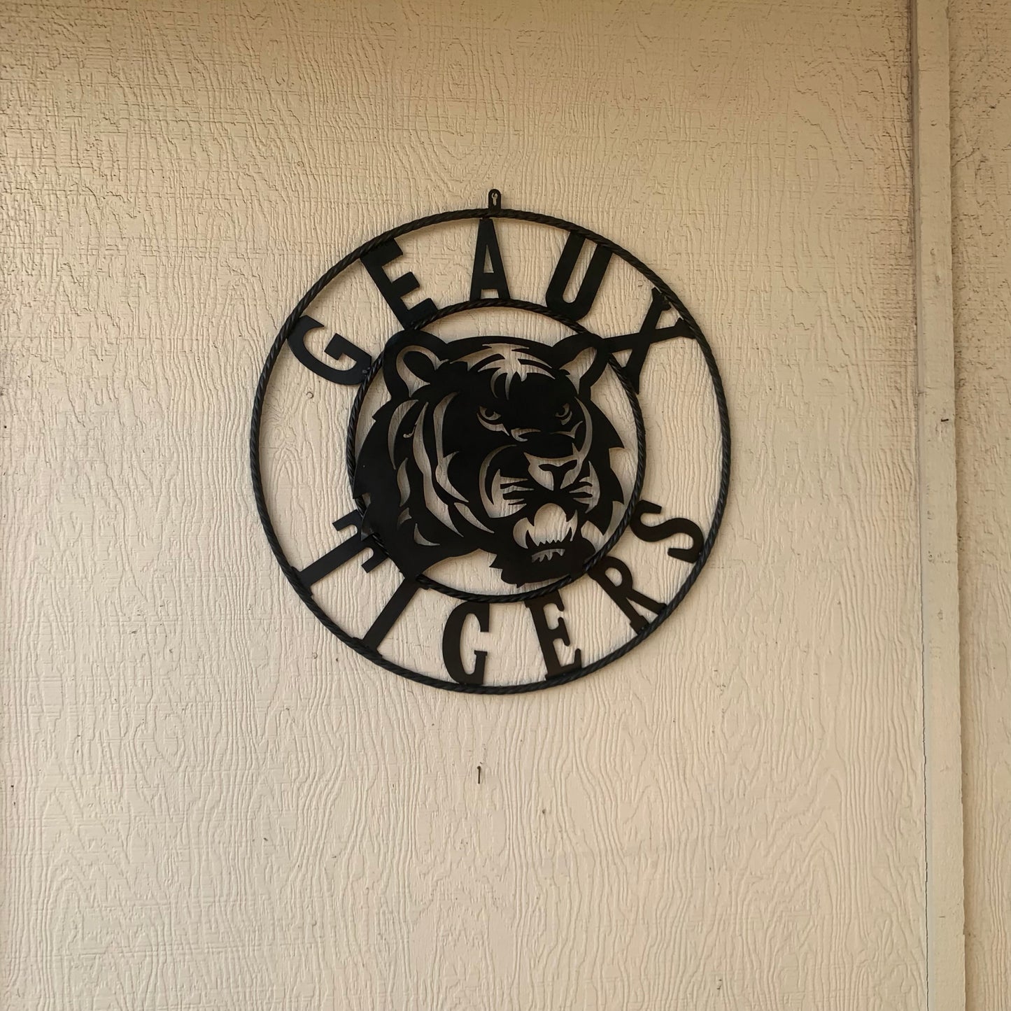 GEAUX TIGERS BLACK CUSTOM METAL VINTAGE CRAFT SIGN TEAM HANDMADE