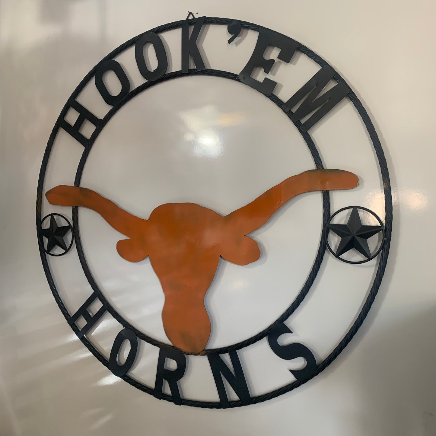 HOOKEM HORNS WITH LONE STAR TEXAS LONGHORNS HOOK EM METAL CUSTOM VINTAGE CRAFT WALL ART TEAM SIGN HANDMADE