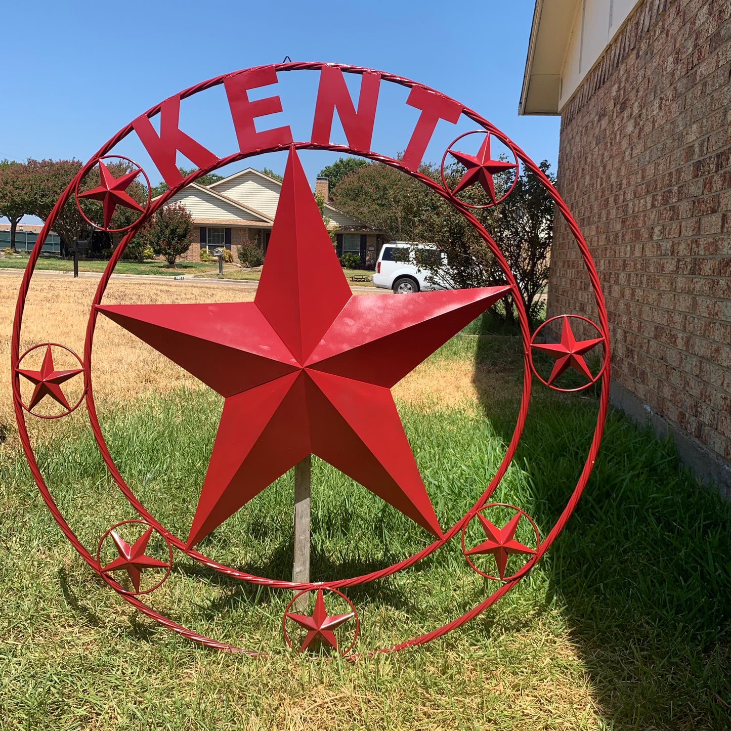 KENT STYLE YOUR CUSTOM STAR METAL NAME RUSTIC BURGUNDY RED CUSTOM 3d STAR METAL NAME BARN STAR TWISTED ROPE RING DESIGN METAL WALL ART HOME DECOR ANY SIZE