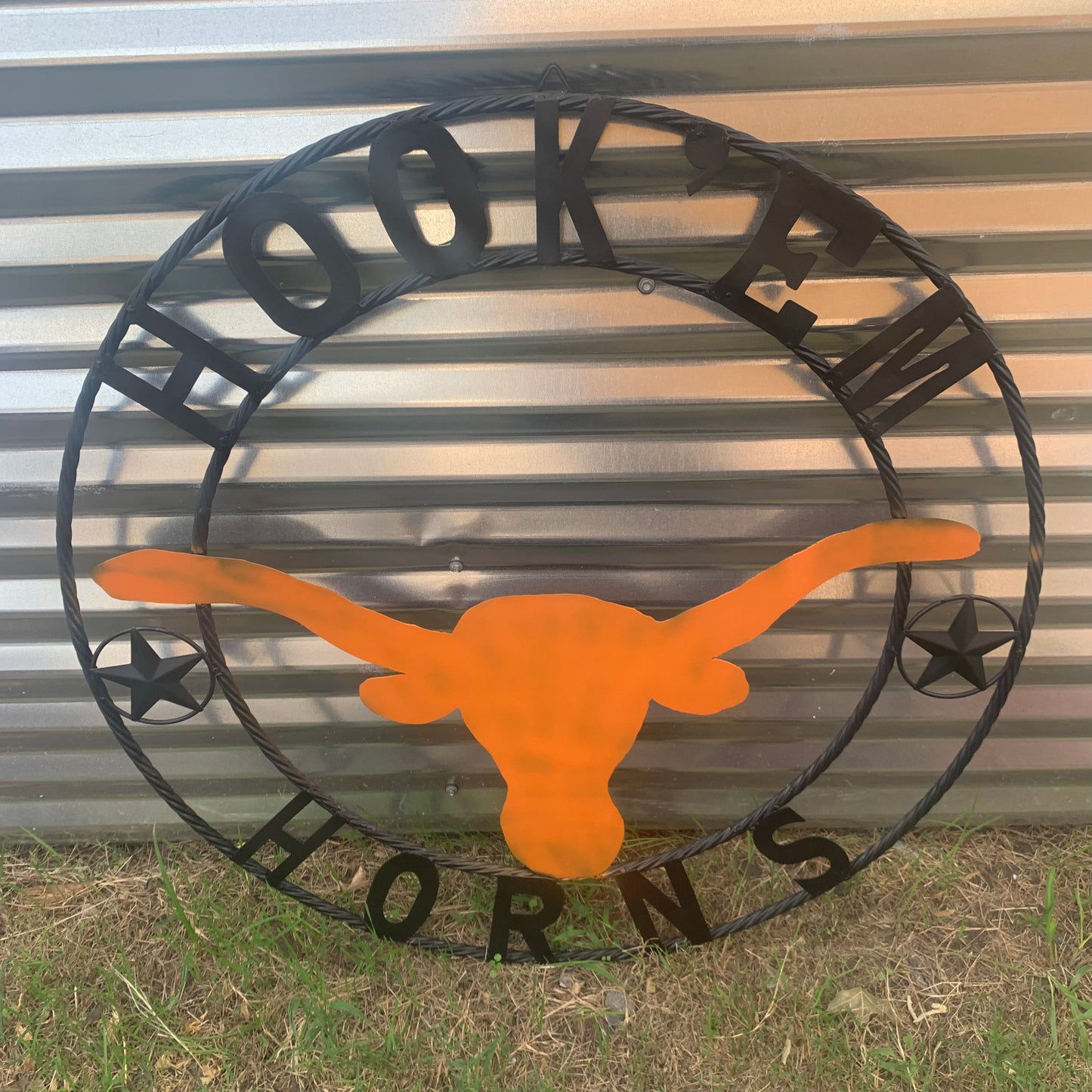 HOOKEM HORNS WITH LONE STAR TEXAS LONGHORNS HOOK EM METAL CUSTOM VINTAGE CRAFT WALL ART TEAM SIGN HANDMADE